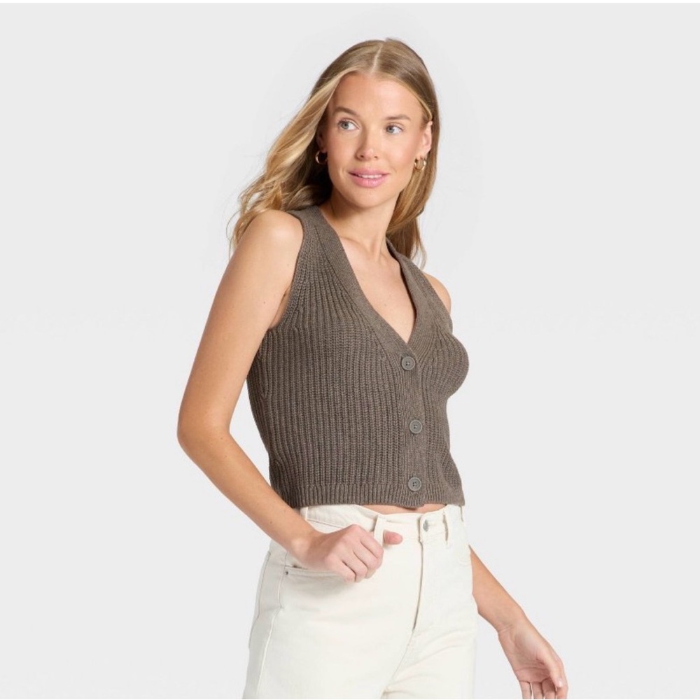 Universal Thread Brown Knit Button-Up Cardigan Ve… - image 4